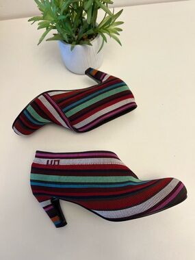 United Nude Fold Mid Booties - Size 37 EU / 6.5-7 US - Multi-Color Stripe .